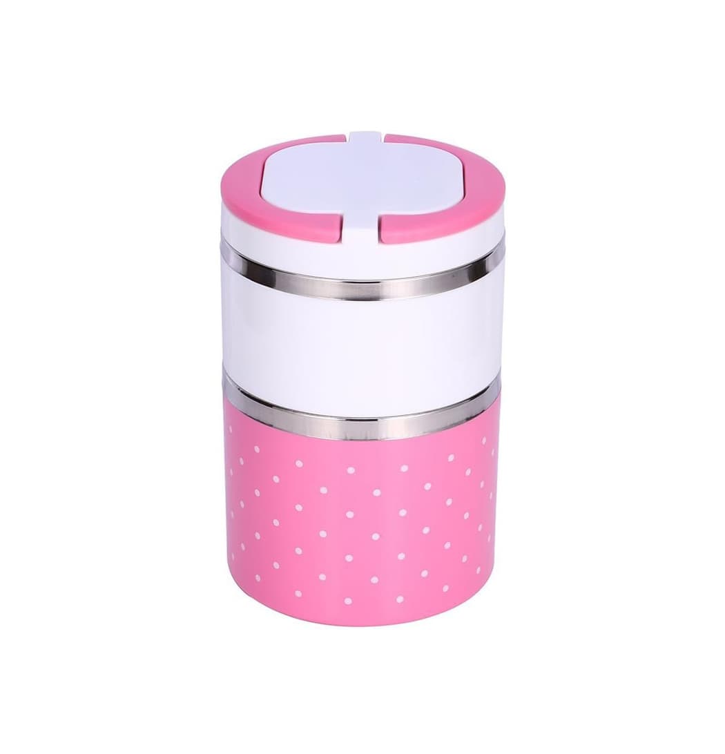 ظرف غذا دخترانه 2 طبقه {طرح خالدار}