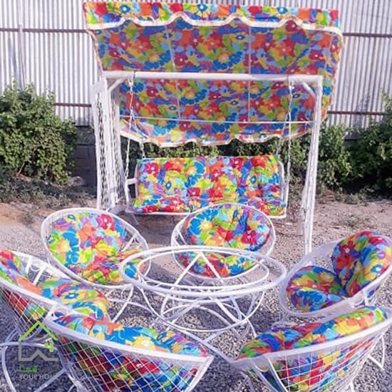 ست میز و صندلی باغی و تاب 3 نفره مدل مهتاب (الماس)