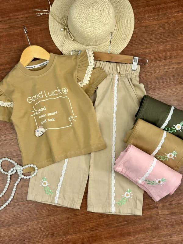 شلوار کتان گلدوزی دخترانه