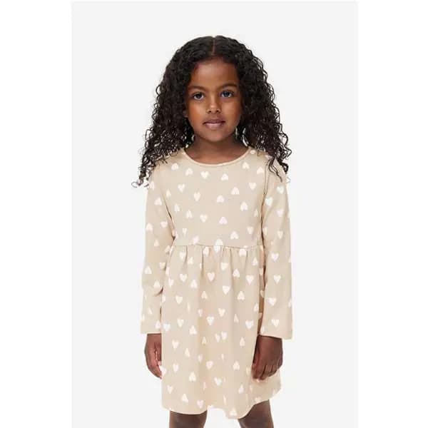 پیراهن نخی آستین بلند دخترانه بچه گانه مادرکر مدل Heart Cotton