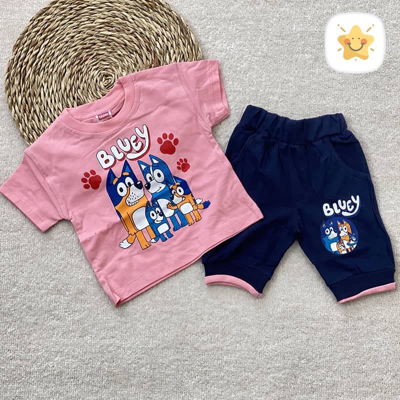 تیشرت شلوارک پنبه دخترانه مدل BLUEY مناسب 1 تا 6 سال جنس فوق العاده