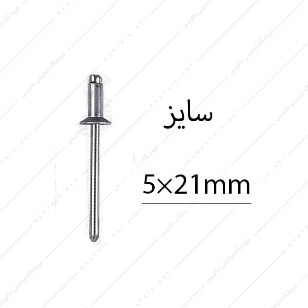 میخ پرچ سایز 21×5 میلی متر سر پهن برند البرز