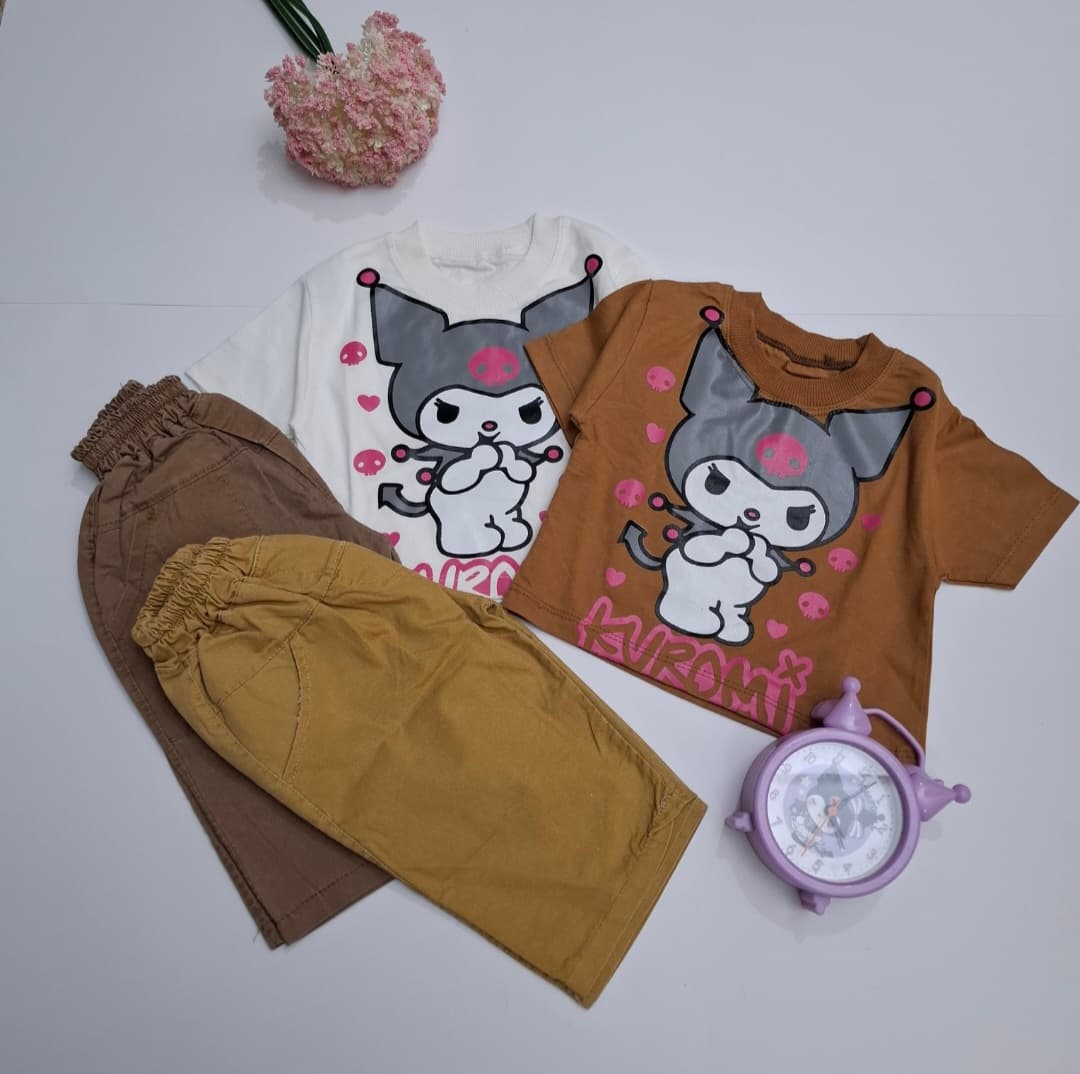 ست کراپ شلوارک کتان طرح کرومی مناسب ۲ تا ۹ سال شناسه: 733