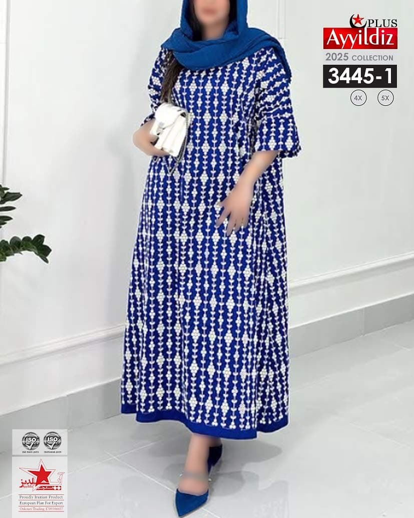 مانتو/ پیراهن/ کفتان زنانه مجلسی سایز بزرگ کد ٣۴۴۵