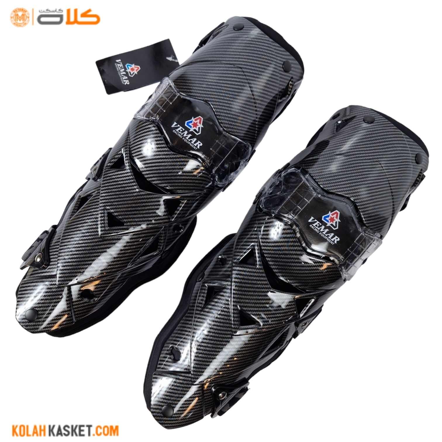 محافظ زانو موتور سواری VEMAR طرح کربن BLK
