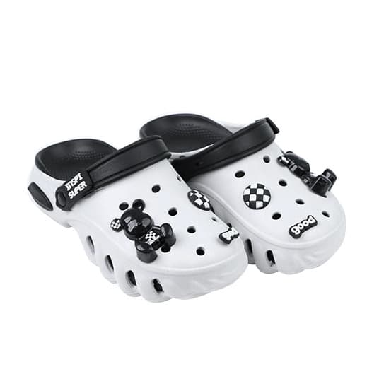 دمپایی کراکس طرح فلای سفید مشکی