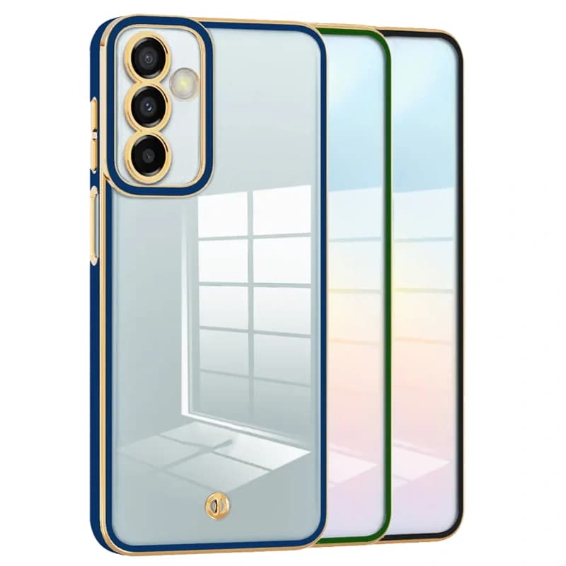 قاب اورجینال الکتروپلیتینگ Samsung Galaxy A24 مدل دور طلایی پشت شفاف