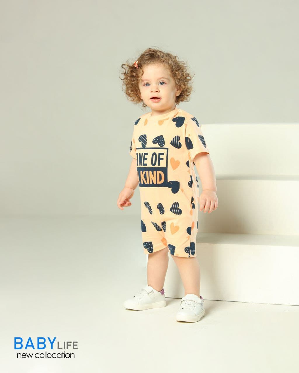 رامپر دخترونه پنبه طرح قلب