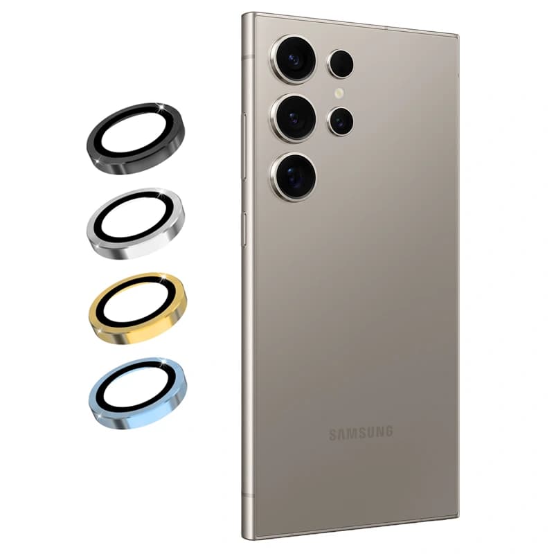 محافظ لنز دوربین Samsung Galaxy S24 Ultra رینگی مدل شیشه ای آلومینیومی