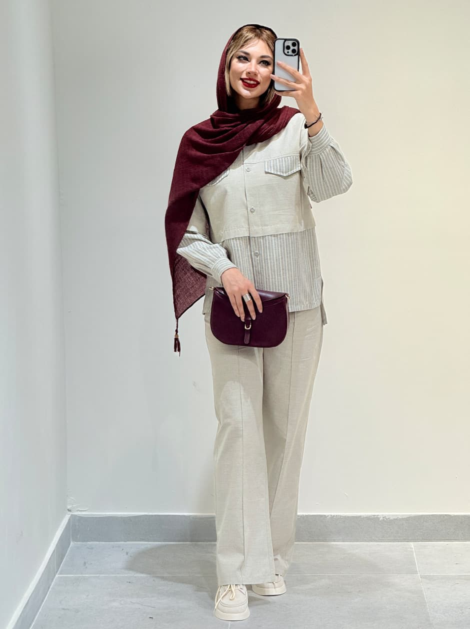 شومیز و شلوار راه راه کد 19046