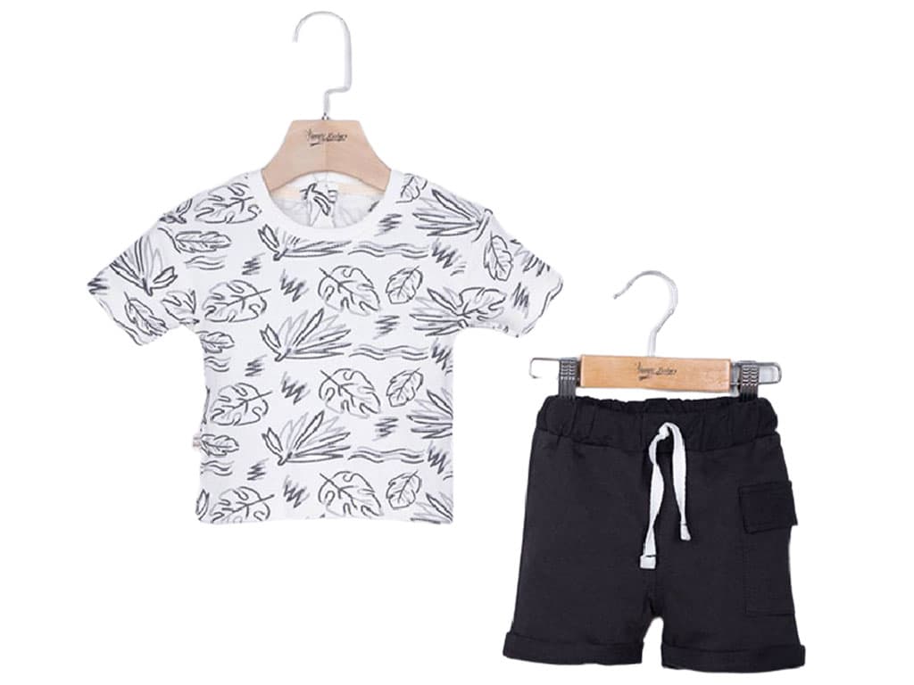 بلوز و شلوارک طرح برگ رنگ دودی ای آی نور بیبی Inoor baby