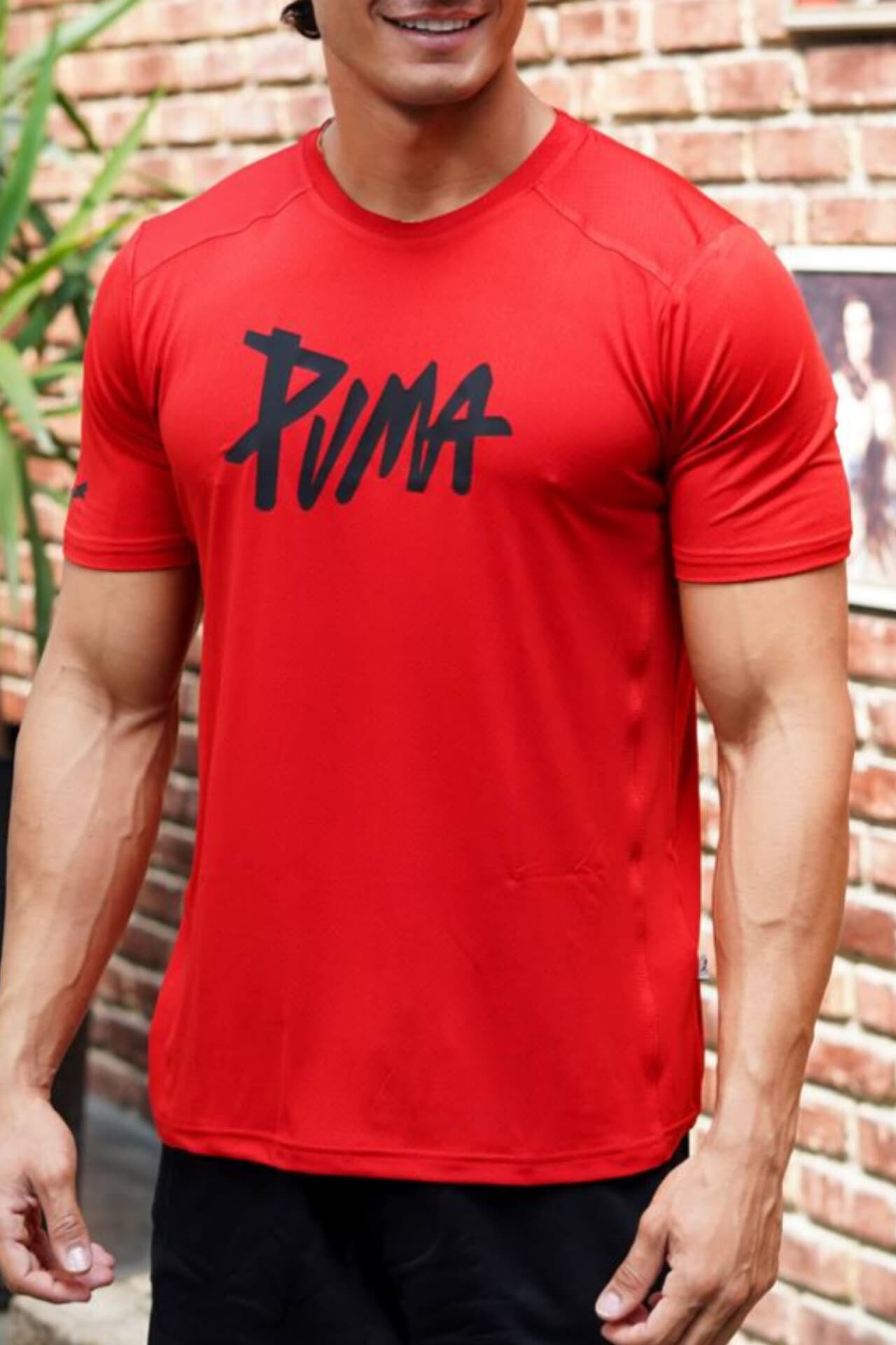 تیشرت مردانه آستین کوتاه سوزنی پوما قرمز