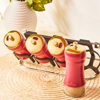 جا ادویه 5 پارچه خطی کاراجا Gold Berry قرمز