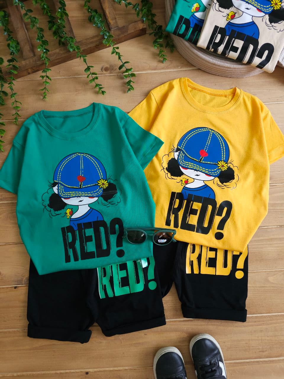 تیشرت شلوارک دختر red