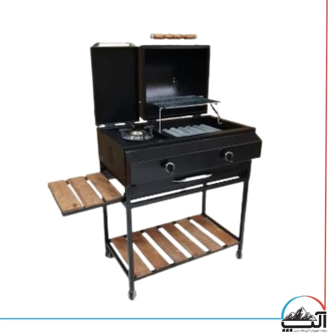 باربیکیو ذغالی و گازی بغل شعله دار 80 سانت