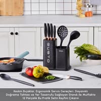 سرویس چاقو و تخته برش 12 پارچه کاراجا Gusto مشکی