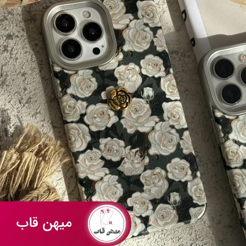 قاب گوشی آیفون گل رز مخمل سبز - کد (۷۴۱۶۱)