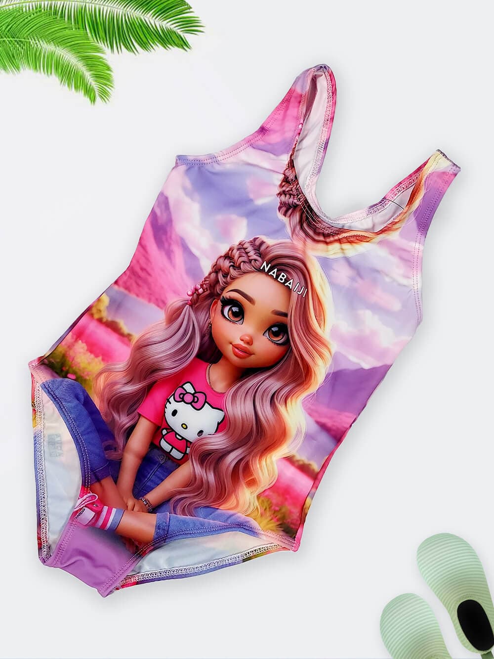 مایو اسلیپ پشت قهرمانی دخترانه بچگانه طرح دختر زیبا نابایجی ( Nabaiji ) ۴ تا ۱۲ ساله