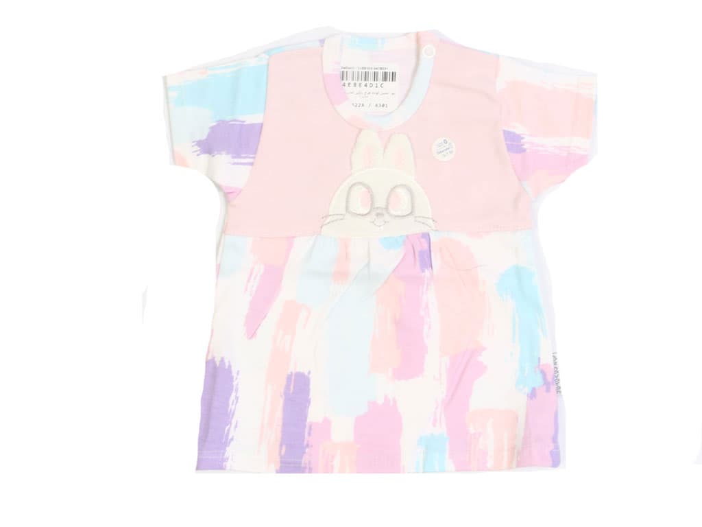 بلوز آستین کوتاه نوزادی دخترانه مدل رنگین کمان طرح خرگوش به آوران Behavaran