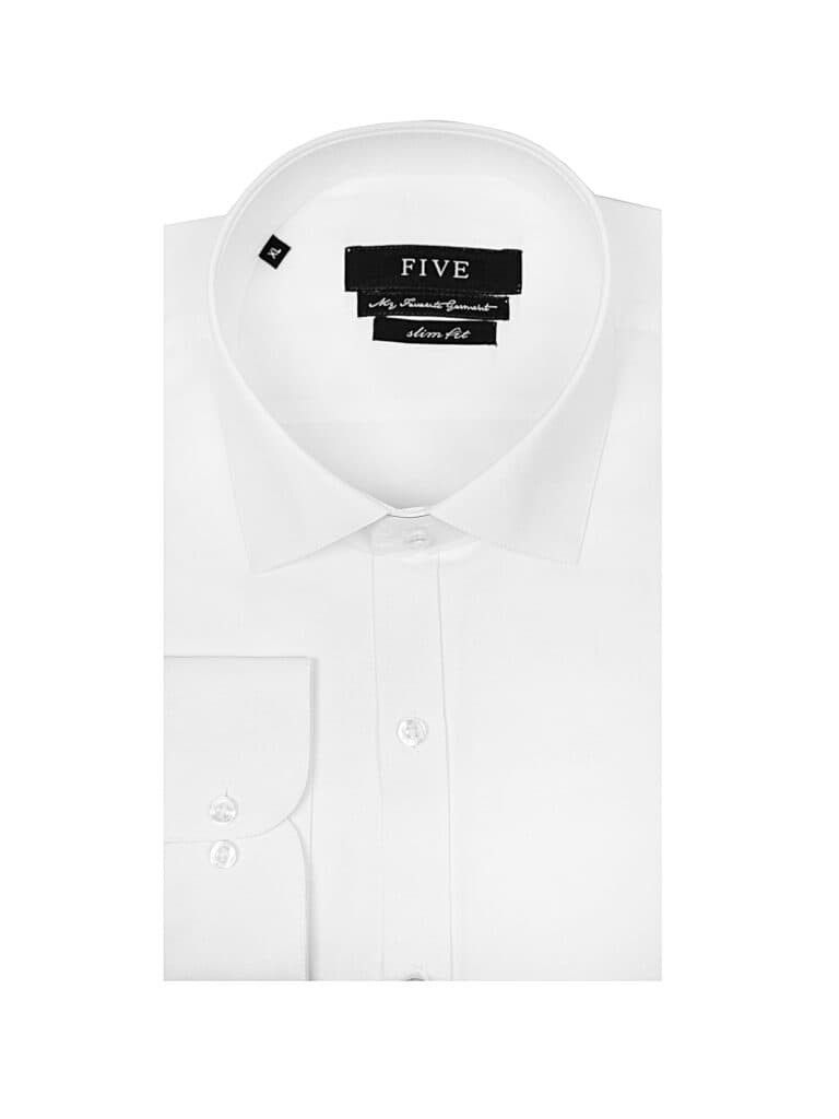 پیراهن سفید گاباردین مردانه فایو