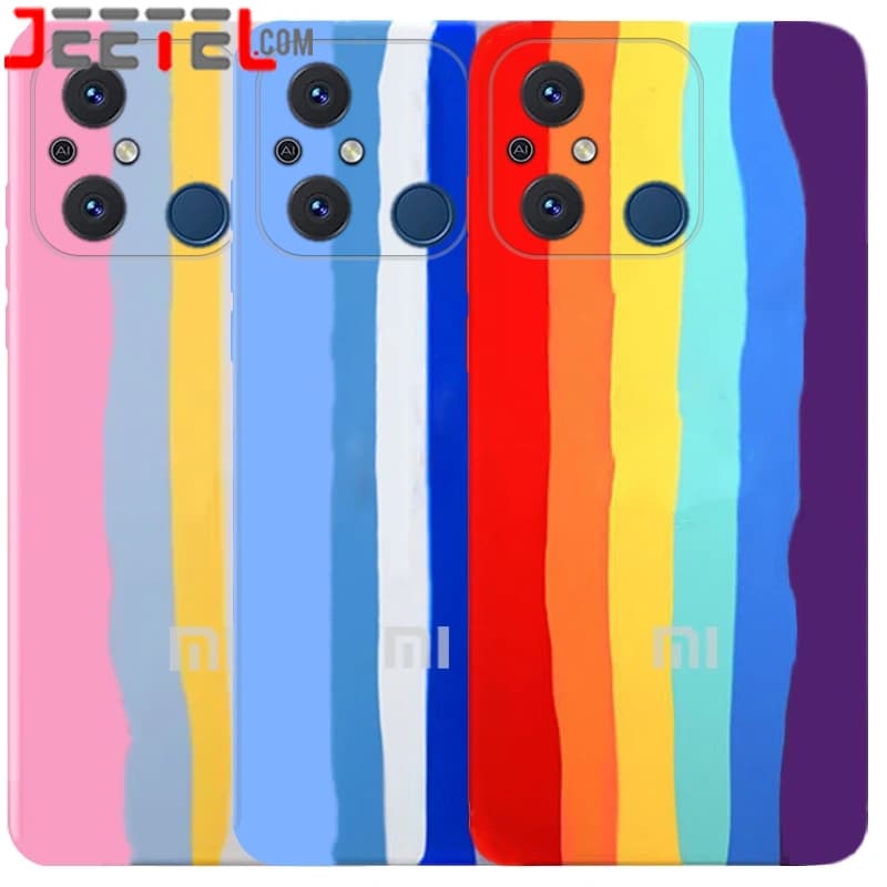 قاب سیلیکونی رنگین کمانی گوشی Xiaomi Redmi 12C مدل زیر بسته محافظ لنزدار (ویتنامی اورجینال)