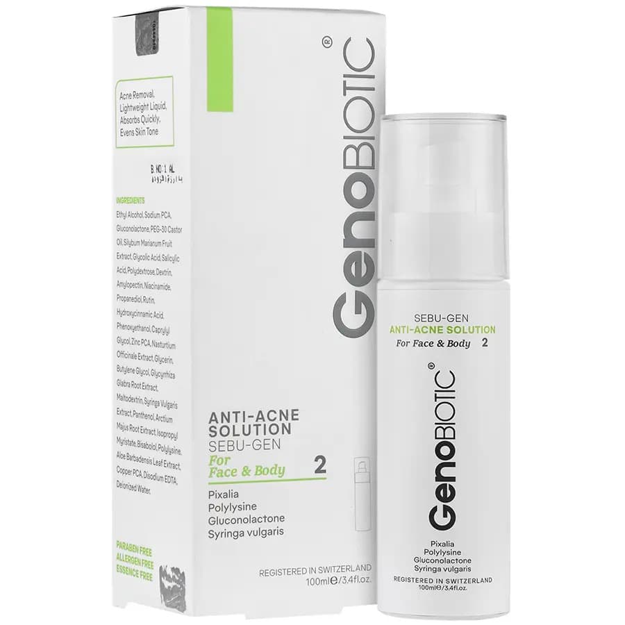 محلول ضد آکنه صورت و بدن ژنوبایوتیک