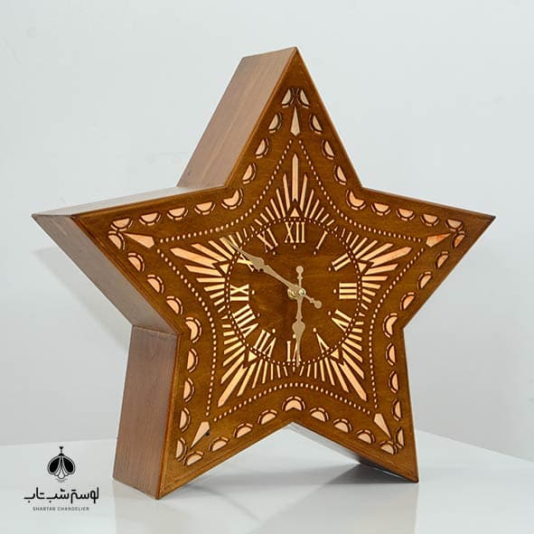 آباژور رومیزی چوبی ستاره دارکار کد 524