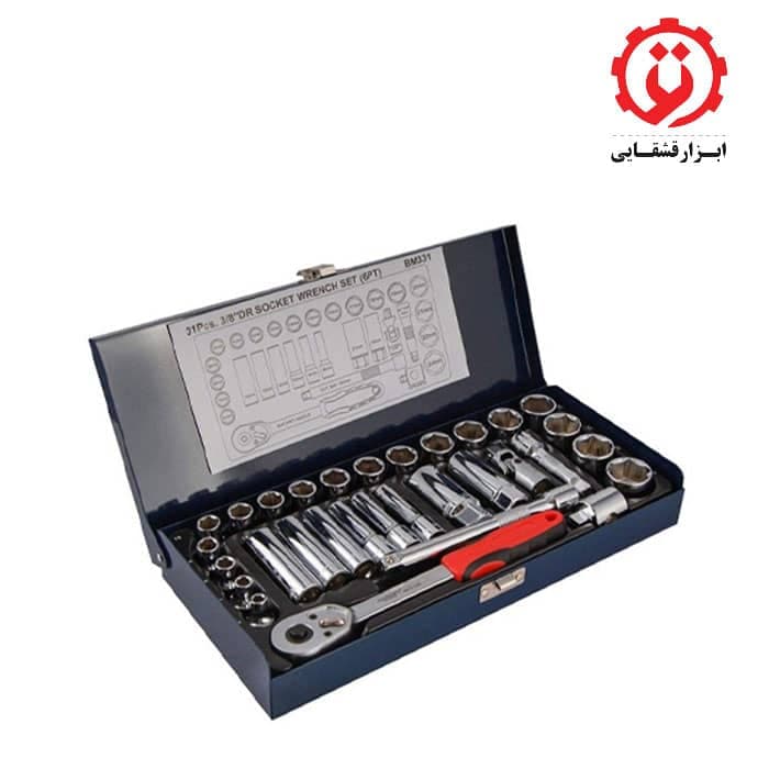 جعبه بکس 31 پارچه 6 پر درایو 3/8 کوتاه و بلند مستر مدل BM331