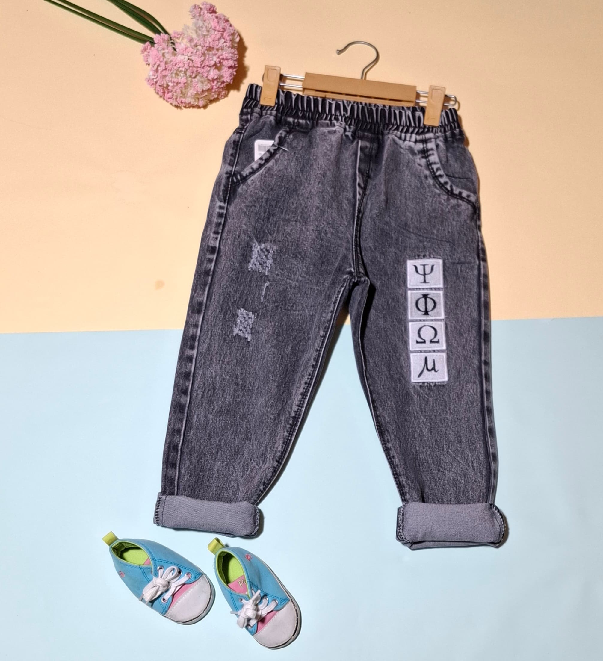 شلوار جین اسلپ مام استایل اسپرت مناسب 6 تا 16 سال شناسه :660