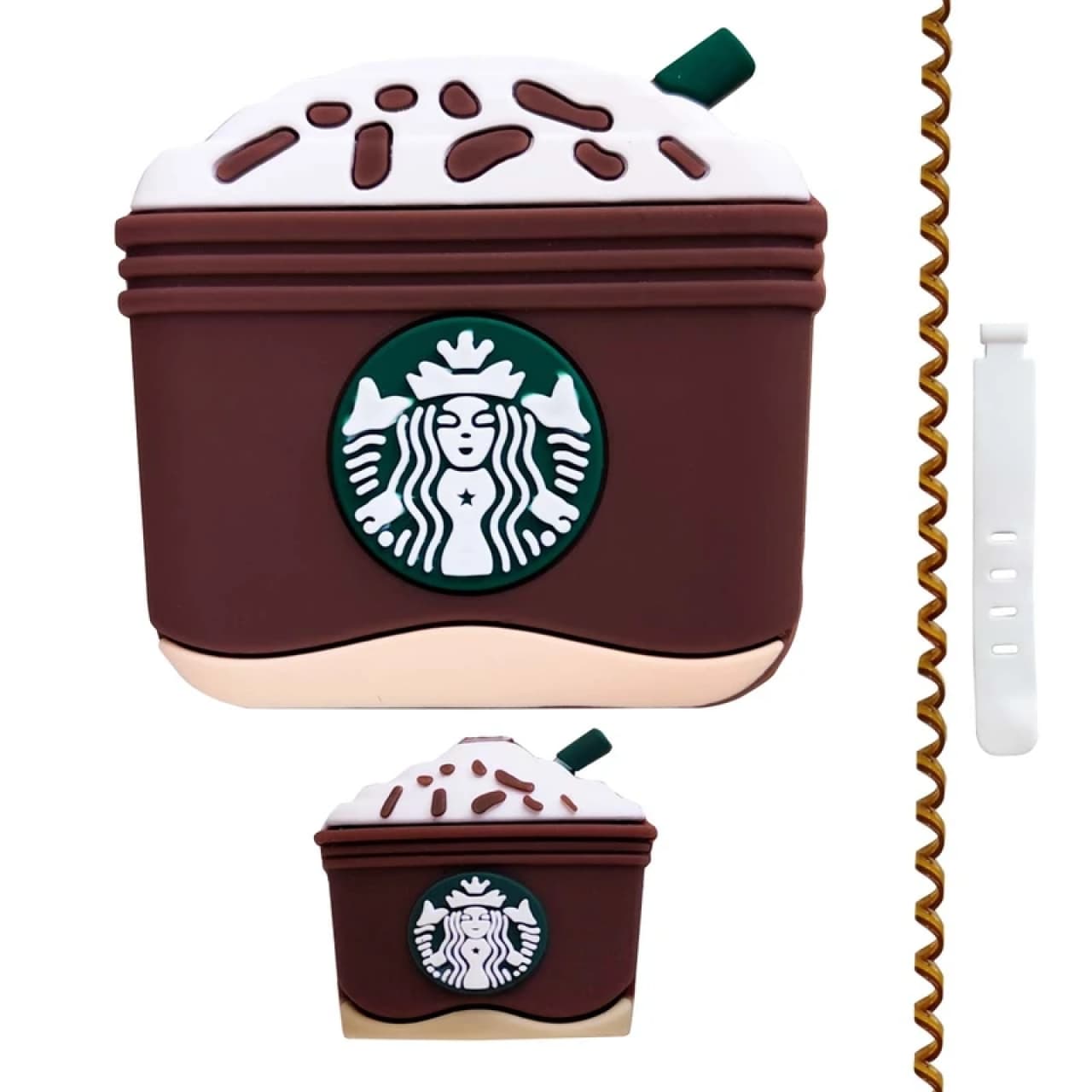 پک محافظ سیلیکونی کابل و آداپتور طرح استارباکس مناسب برای شارژر 20W اپل بسته چهار عددی