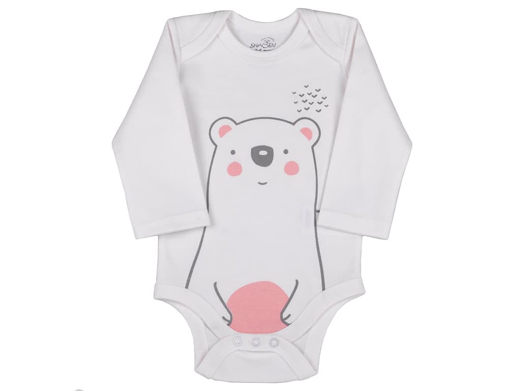 بادی آستین بلند نوزادی طرح پولار شابن Shabenbaby