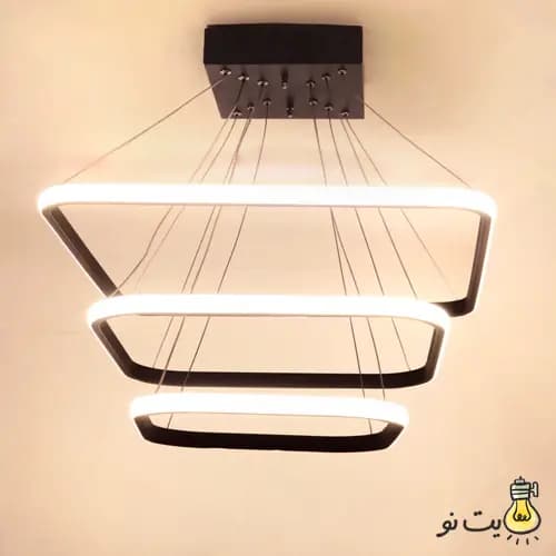 لوستر مدرن سه حلقه مربع