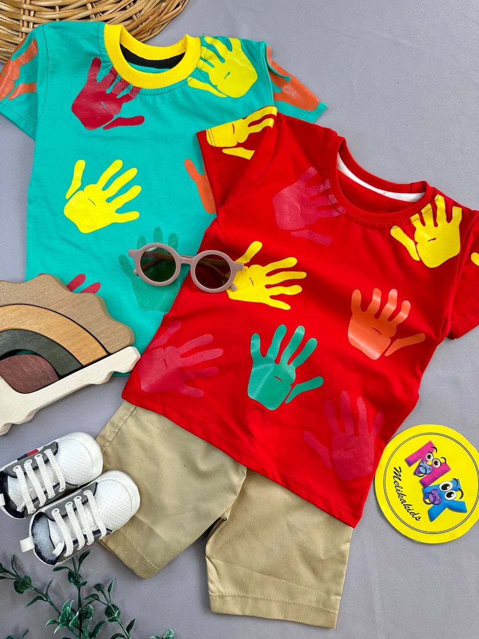 تیشرت شلوارک طرح دست نوزادی و کودک کد 11118