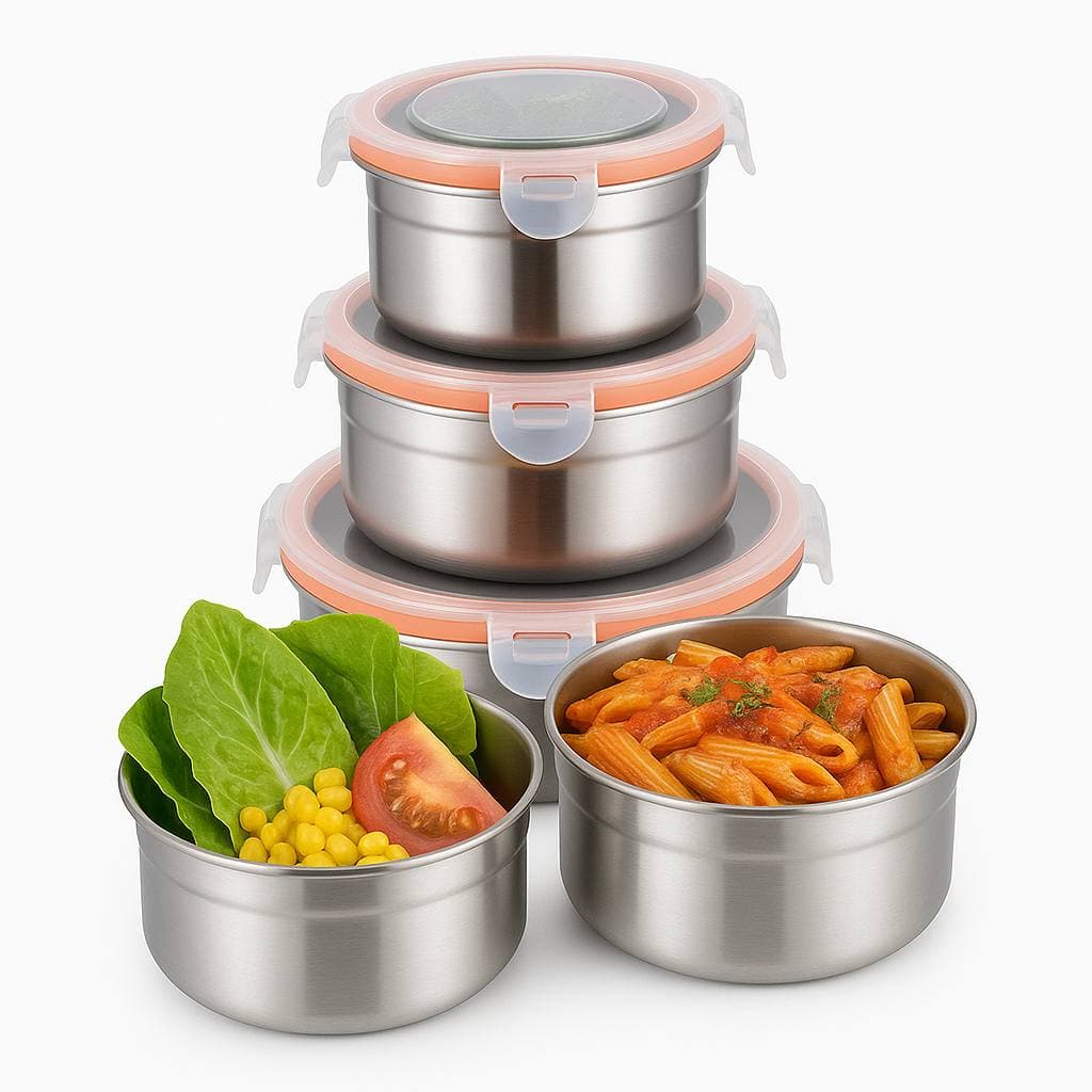 ظرف غذا استیل سه تیکه