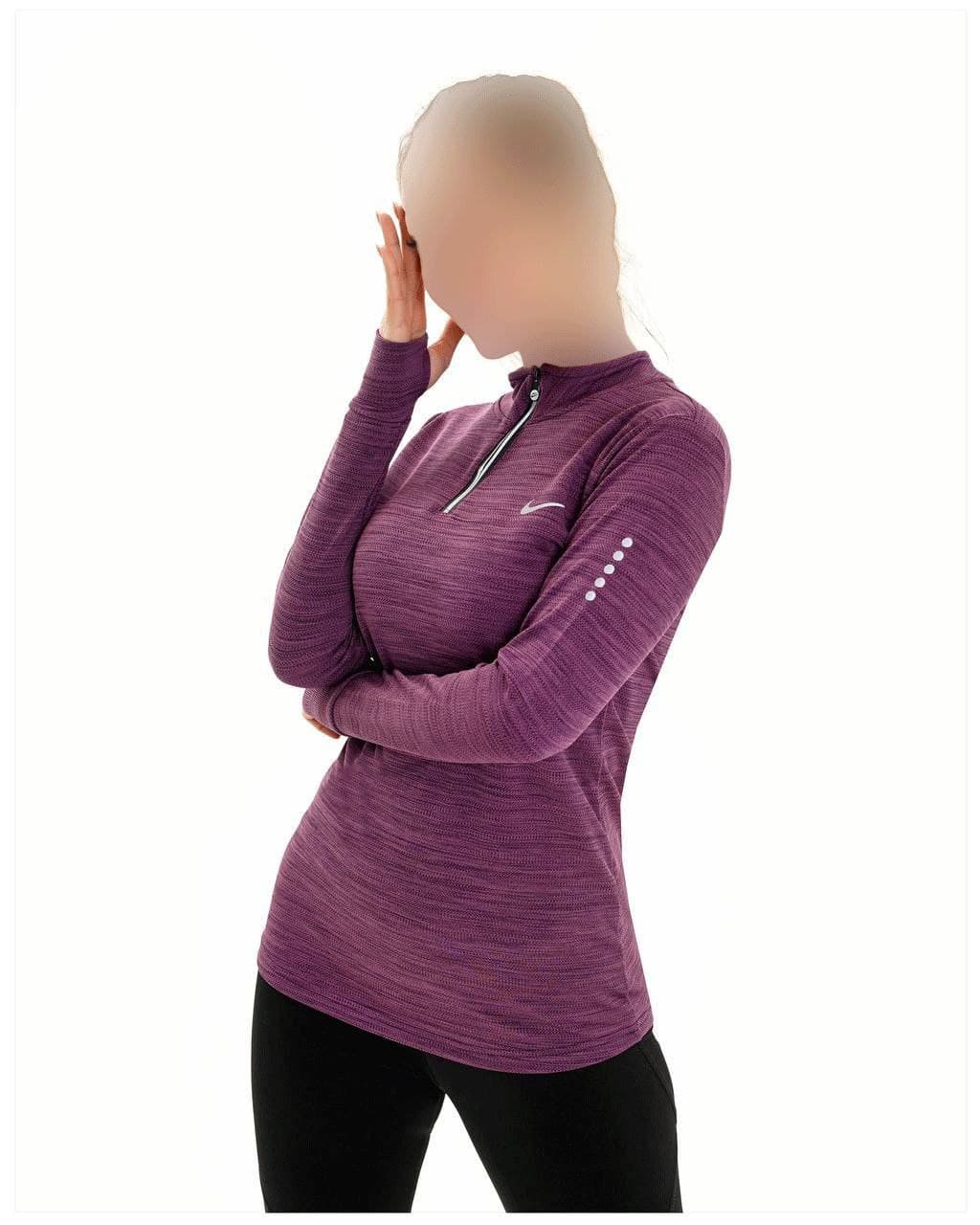 تیشرت نیم زیپ فینگردار ورزشی زنانه NIKE کد 0016