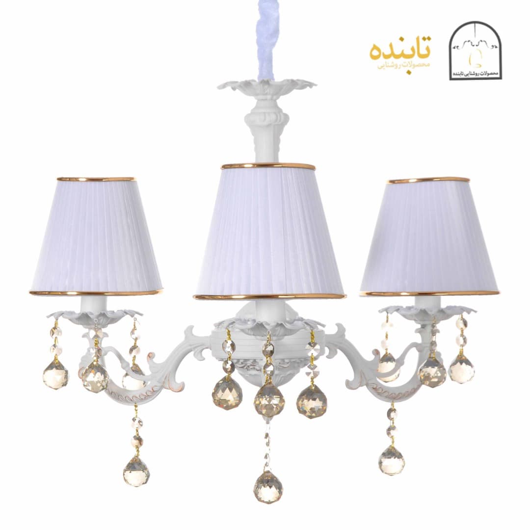 لوستر فلزی ۳ شاخه پیچک پتینه با آویز گویRWSZ