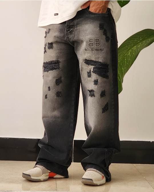 شلوار بگ زاپدار زغالی کد 1962