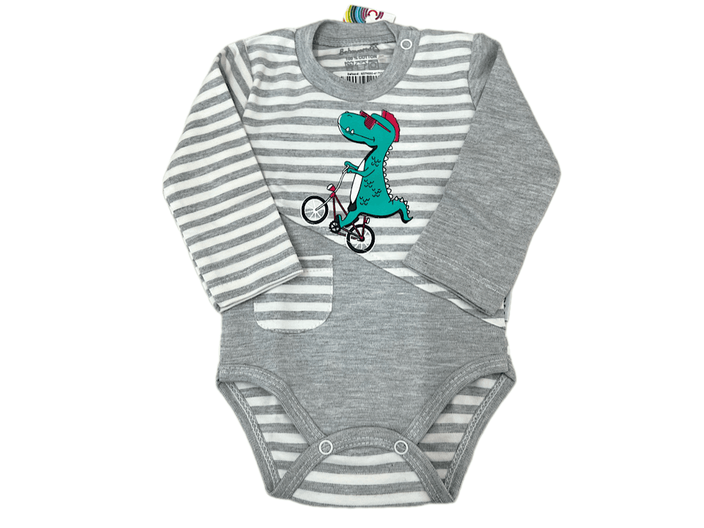 بادی آستین بلند نوزادی پسرانه طرح dino به آوران behavaran