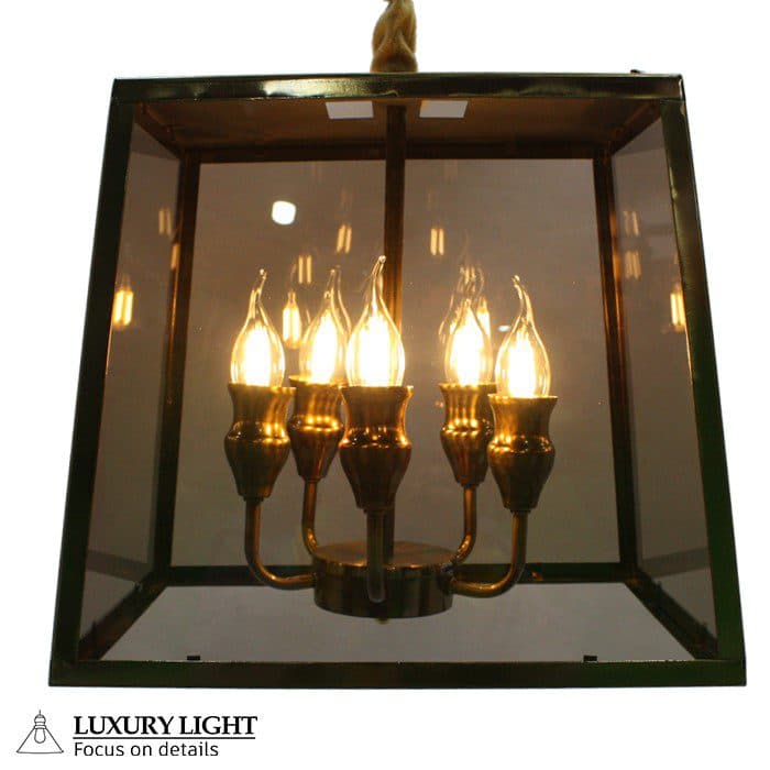 لوستر مدرن پنج شعله شیشه خور