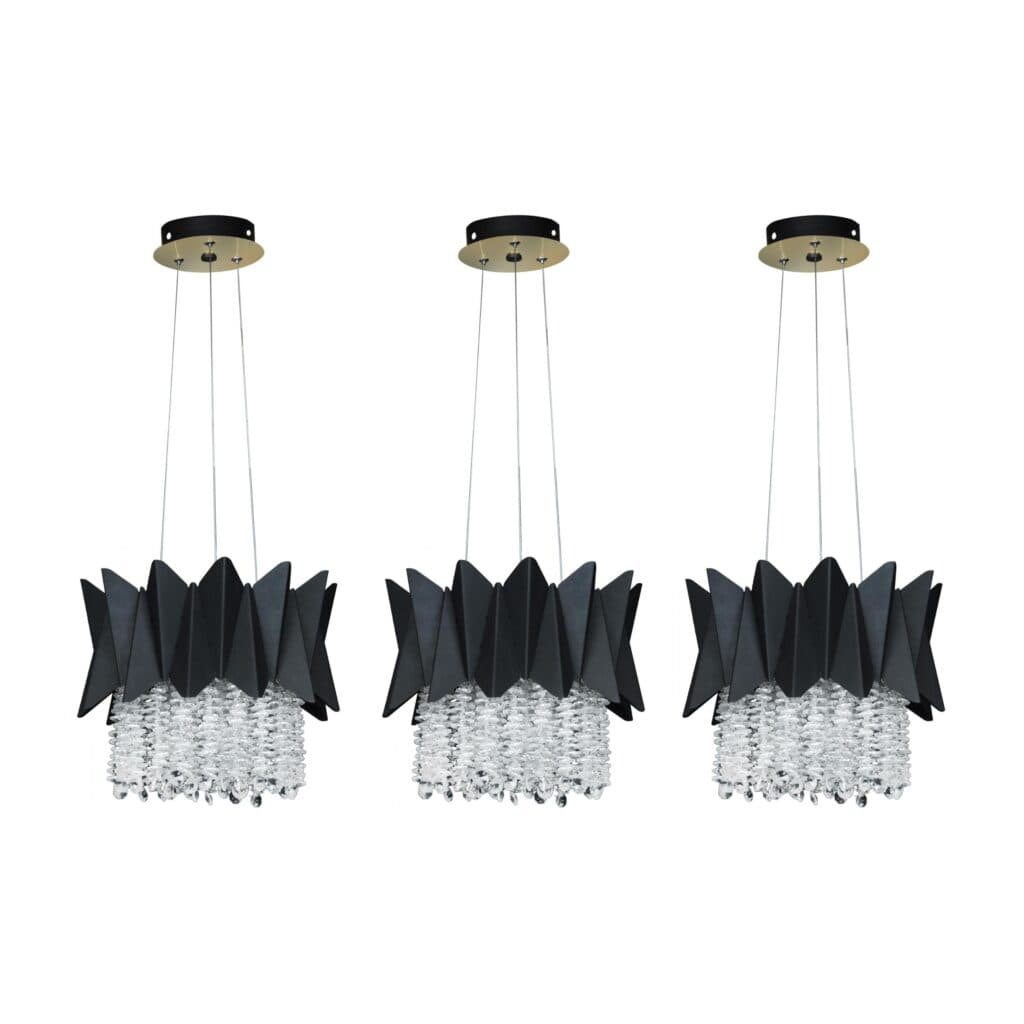 چراغ آویز سه تایی چشمه نور کد 2331/25 مشکی