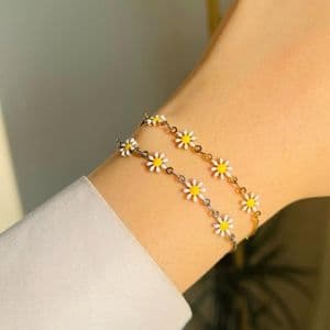 دستبند استیل زنانه طرح بابونه