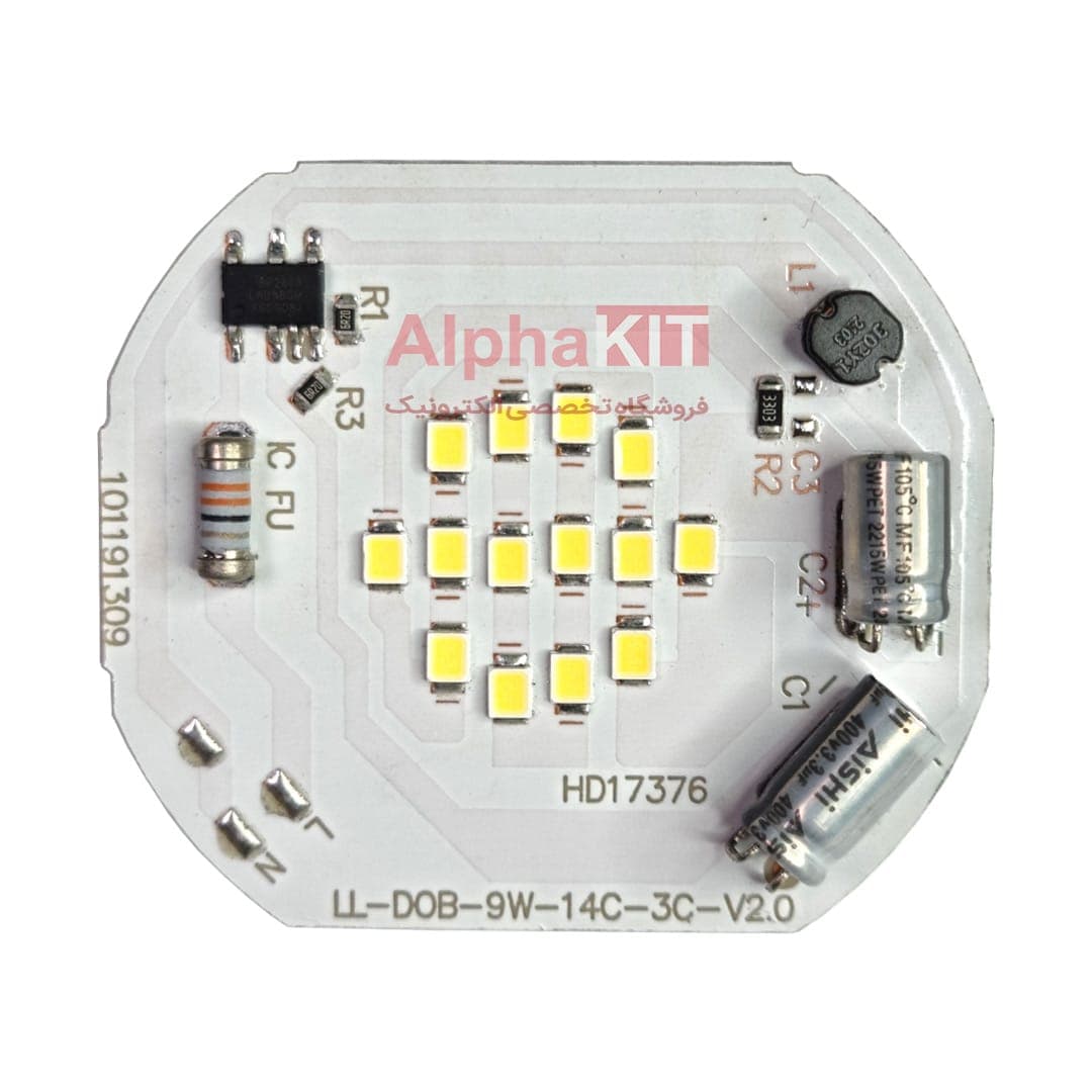 ال ای دی 9 وات 220 ولت سفید مهتابی خازن دار بک لایتی