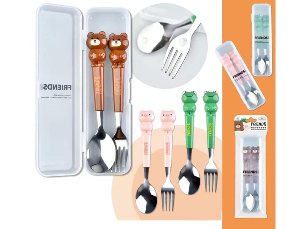 ست قاشق و چنگال کودک طرح حیوانات