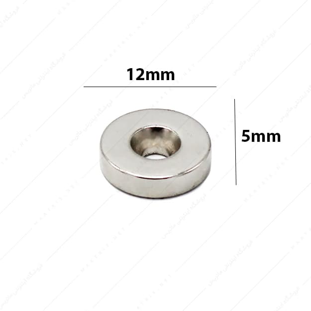 آهنربا سوراخ دار کونیک نئودیمیوم قطر 12 ارتفاع 5 میلی متر