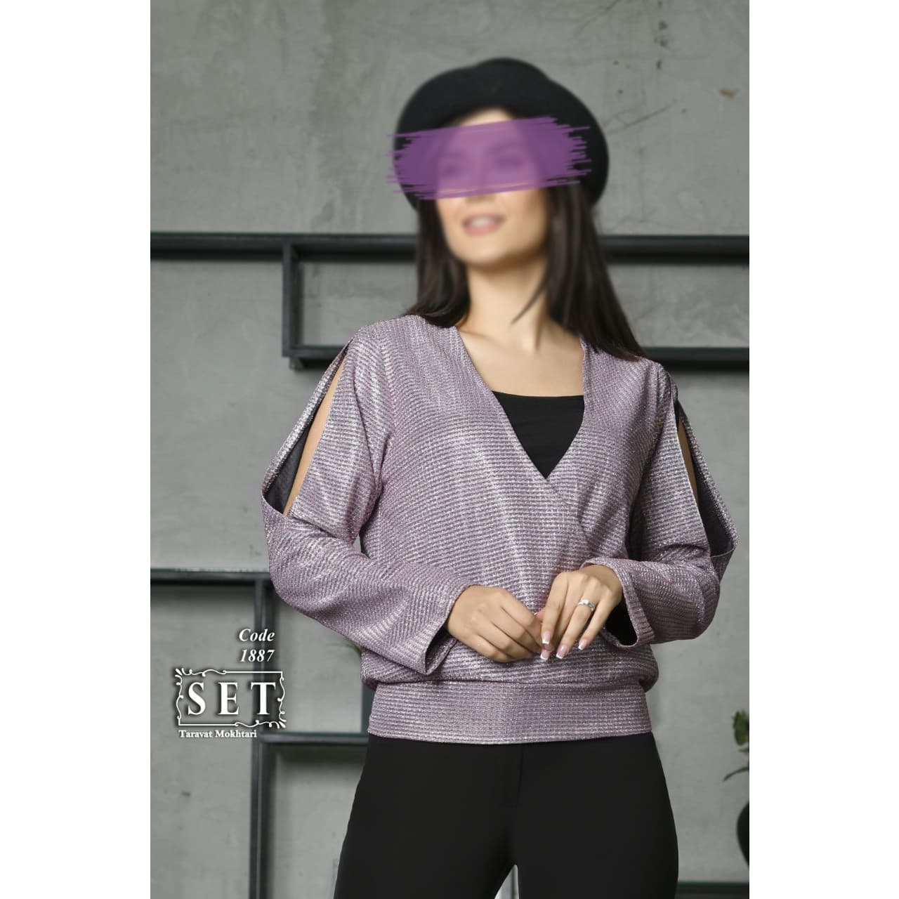 شومیز مزون دوز مدل آرشیدا رنگ یاسی کد 1887 برند SET