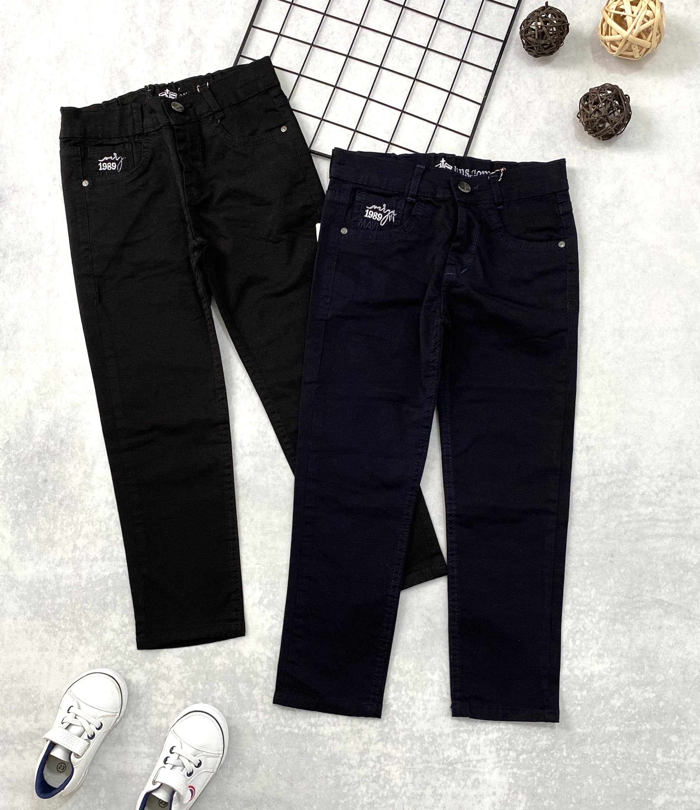 شلوار کتان ماوی کمری