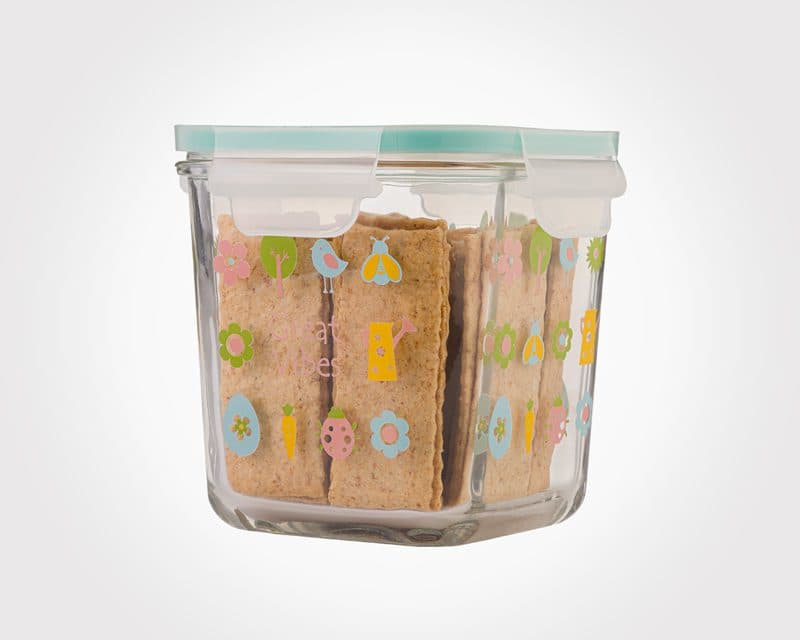 ظرف شیشه ای مربع دربدار 860 میلی لیتر لیمون کد 2110