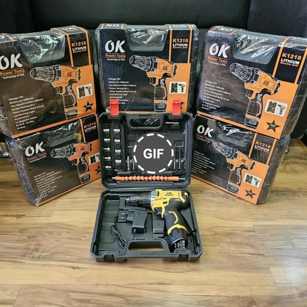 دریل شارژی ۱۸ ولت دو باطری اوکی مدل OK1218T