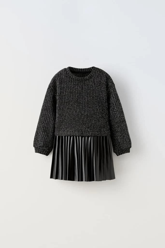 پیراهن مشکی بافت و چرم