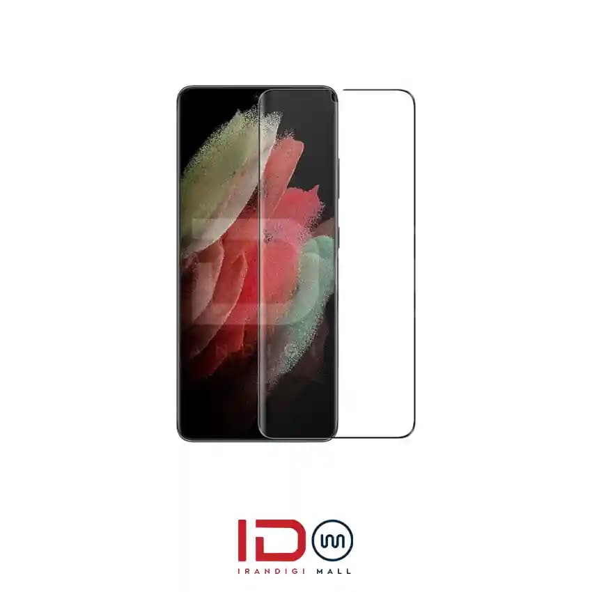 گلس شیشه ای تمام صفحه و فول چسب موبایل سامسونگ GALAXY S21 Ultra مدل رد لیبل